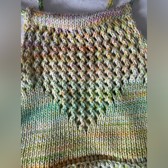 Zara Green Strapped Crochet Halter Crop Festival Top Size S - Picture 2 of 7